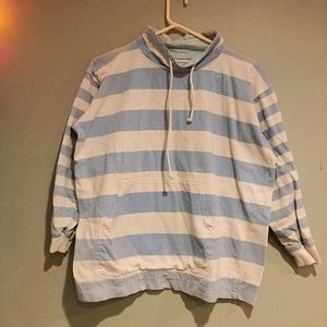 Vintage striped cowl neck quarter sleeve tee